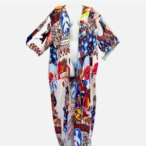 Nw FUNKY STUFF boho whimsycal open rayon KIMONO TOP COVERUP fits 2X